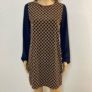 Everly Small Shift Dress Blue Tan Excellent Condition